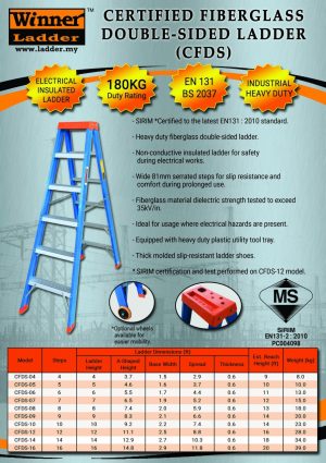 Winner Certified Fiberglass Double-Sided Ladder
