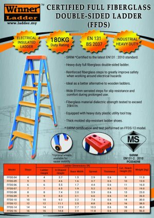 Winner Full Fiberglass Double-Sided Ladder