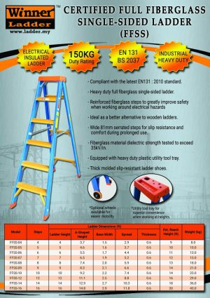 Winner Full Fiberglass Single-Sided Ladder