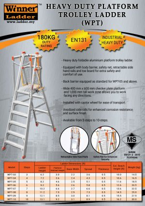 Winner Heavy Duty Platform Trolley Ladder